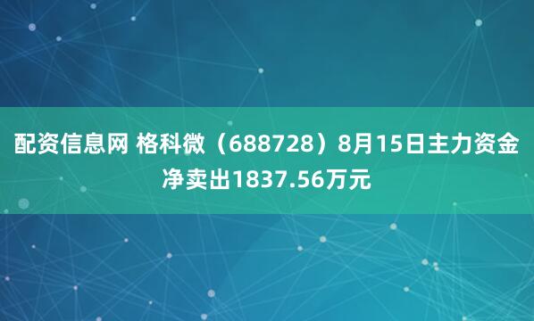 配资信息网 格科微（688728）8月15日主力资金净卖出1837.56万元